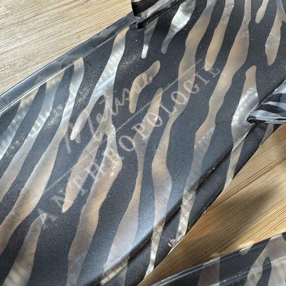 Matisse Anthropologie Jelly Black & Clear Zebra Print Slides Sz 9 - Picture 5 of 7